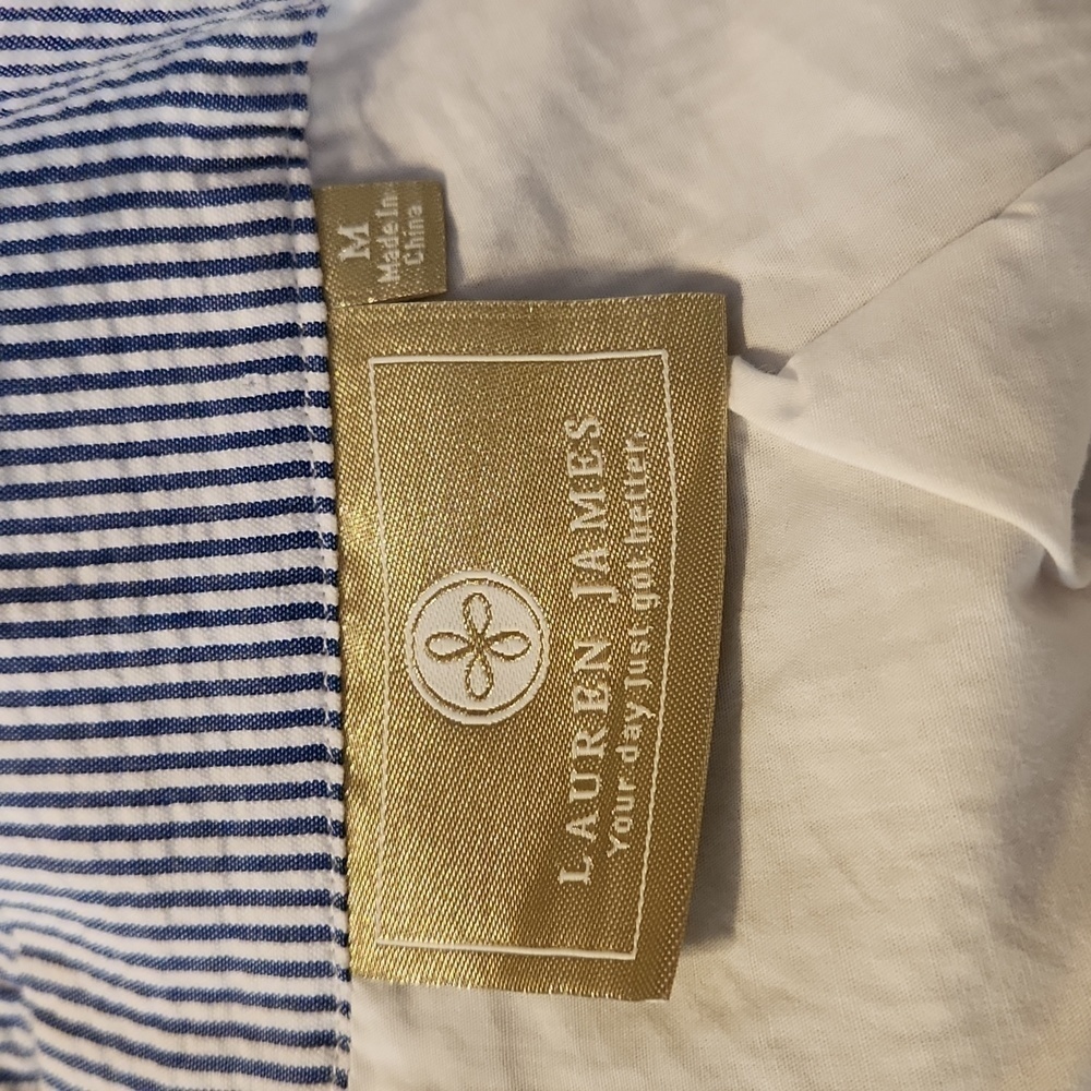 LAUREN James Blue Seersucker Nautical High Rise Shorts Size M - Picture 7 of 9